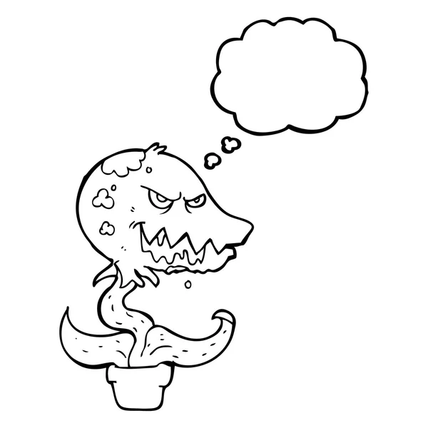 Pensamiento burbuja dibujos animados monstruo planta — Vector de stock