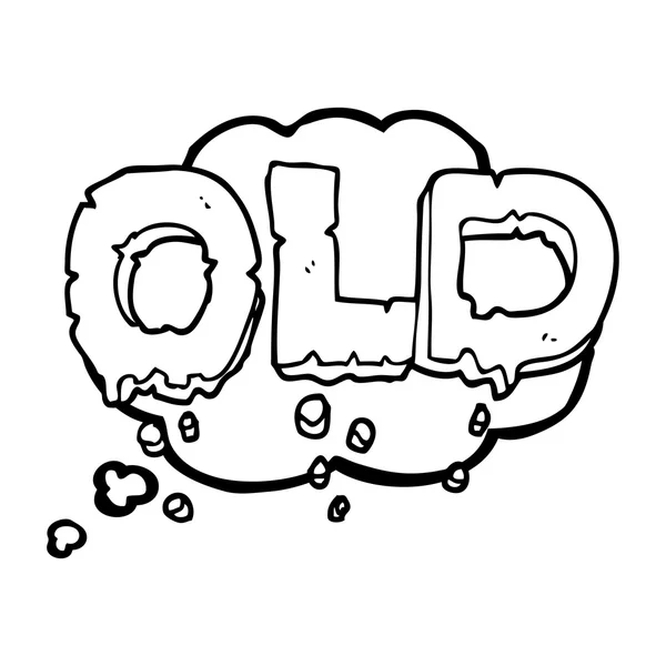 Gedachte zeepbel cartoon woord oude — Stockvector