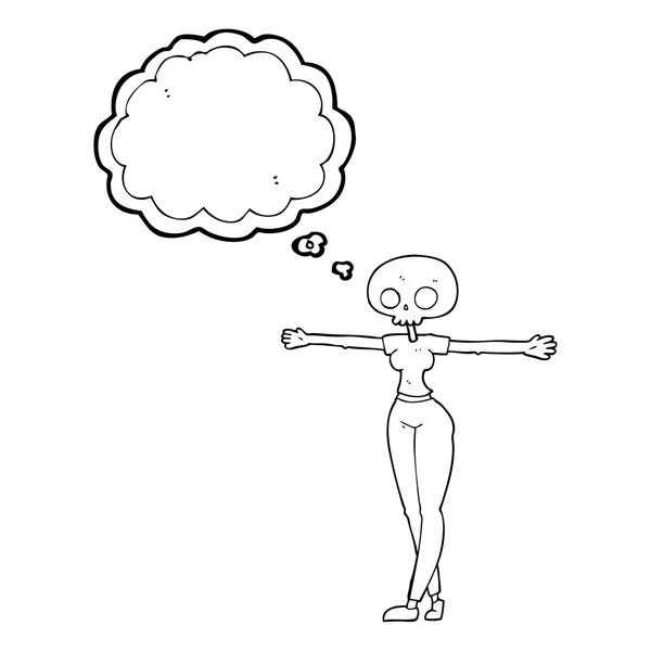 Pensée bulle dessin animé zombie femme — Image vectorielle