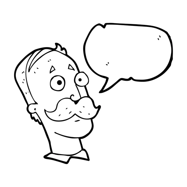 Mowy Bańka kreskówka mężczyzna z wąsem — Wektor stockowy