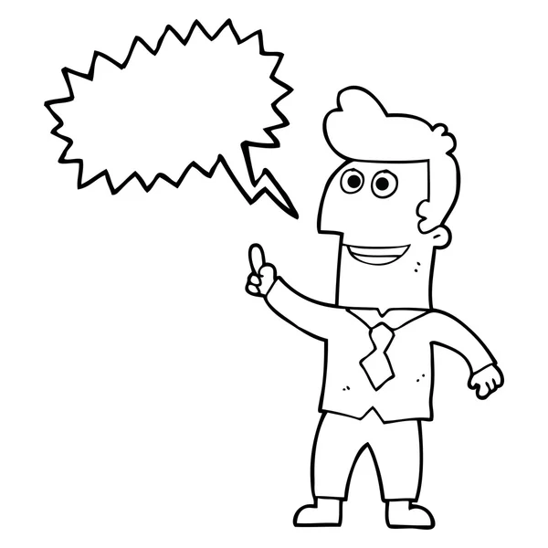 Karikatur eines Geschäftsmannes mit Sprechblase — Stockvektor