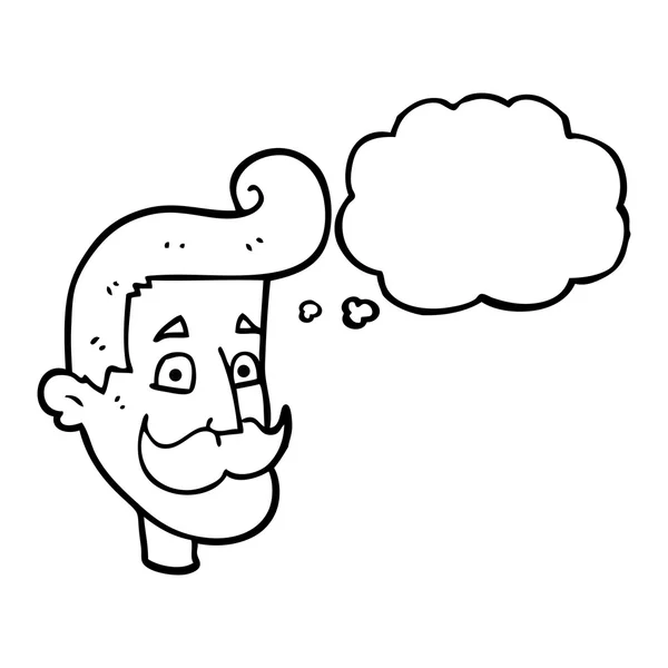Pensamento bolha cartoon homem com bigode — Vetor de Stock