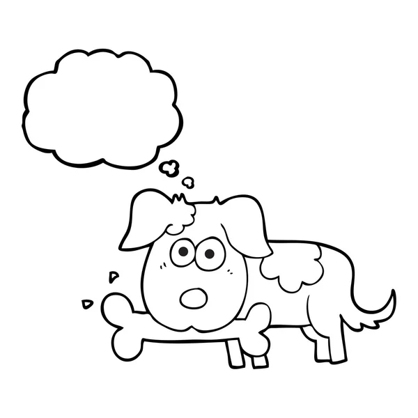 Gedankenblase Cartoon Hund mit Knochen — Stockvektor