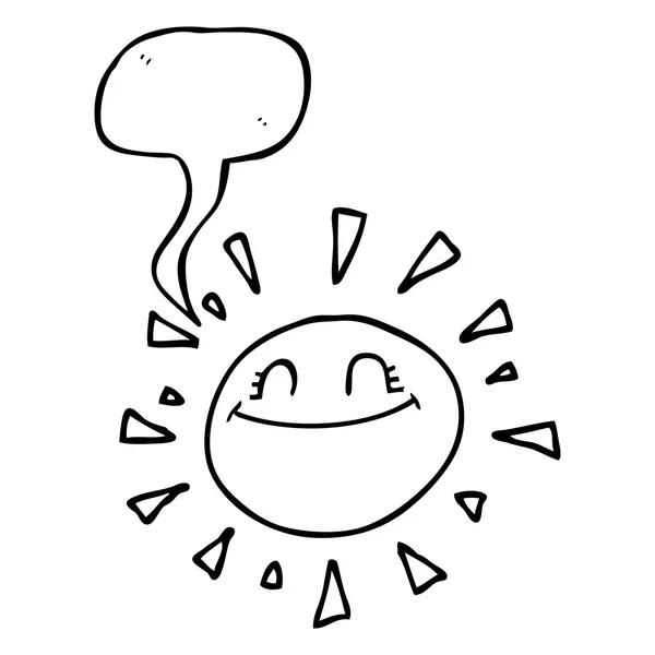 Happy speech bubble cartoon sun — Stock Vector