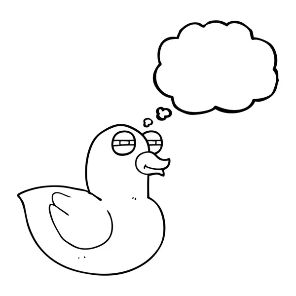 Pensamiento burbuja dibujos animados divertido pato de goma — Vector de stock