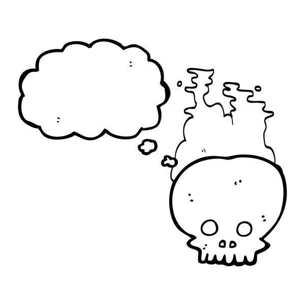 Pikiran bubble cartoon steaming skull - Stok Vektor
