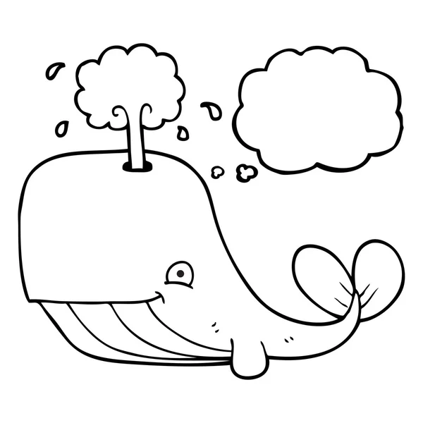 Trodde bubble cartoon whale sprutande vatten — Stock vektor