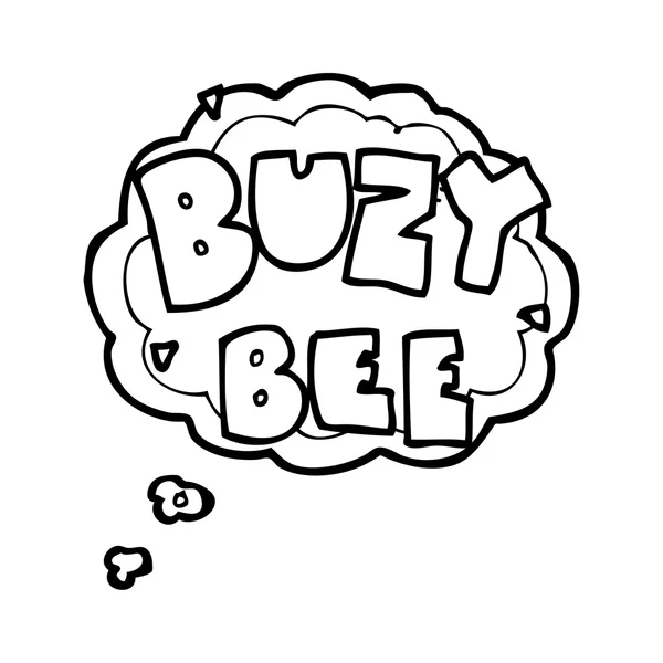 Pensamento bolha desenho animado buzy abelha símbolo de texto —  Vetores de Stock