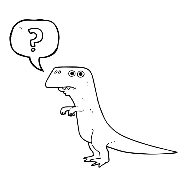 Discurso burbuja dibujos animados dinosaurio confundido — Vector de stock