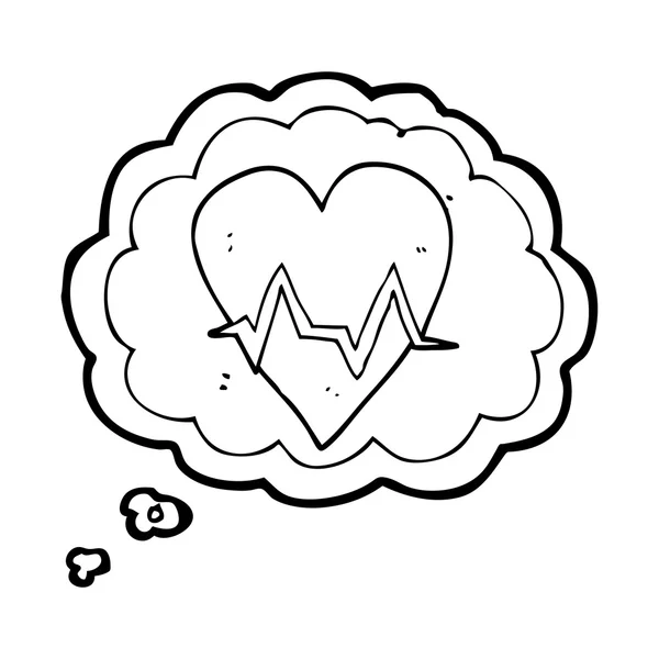 Thought bubble cartoon heart rate pulse symbol — Stock Vector