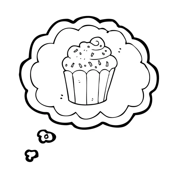 Pensamiento burbuja caricatura cupcake — Vector de stock