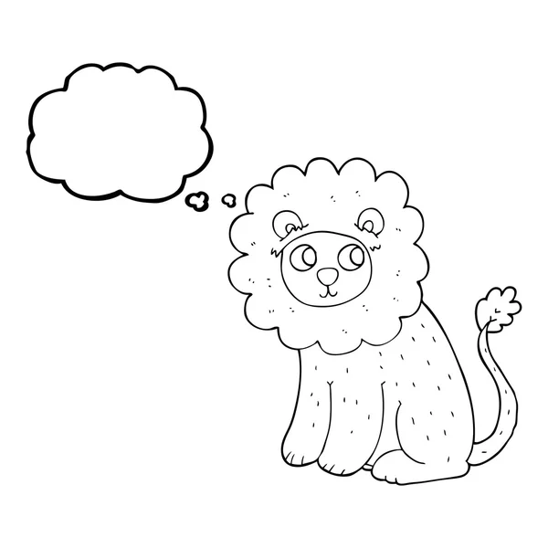 Pensamiento burbuja dibujos animados lindo león — Archivo Imágenes Vectoriales