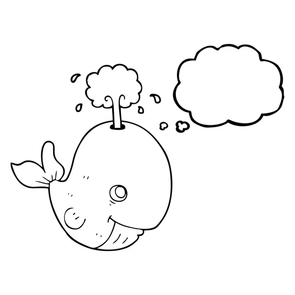 Pensée bulle dessin animé baleine crachant de l'eau — Image vectorielle
