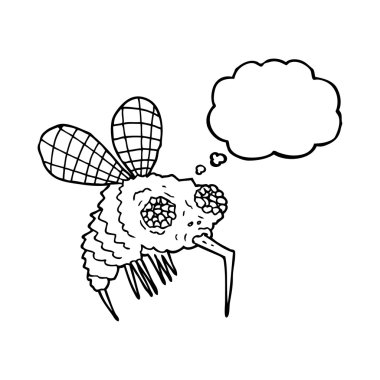 düşünce kabarcık karikatür sinek