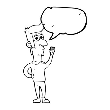 konuşma kabarcık karikatür adam sallayarak