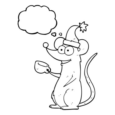 kabarcık karikatür fare Noel şapka takıyor sanıyordum