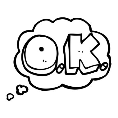 düşünce kabarcık karikatür kelime Tamam