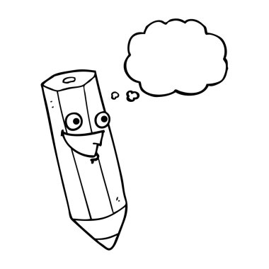 mutlu düşünce kabarcık karikatür kalem