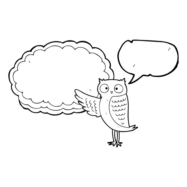 指向的演讲泡沫卡通猫头鹰 — 图库矢量图片