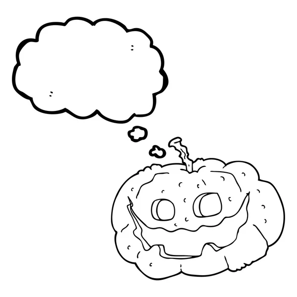 Gedankenblase Cartoon-Halloween-Kürbis — Stockvektor