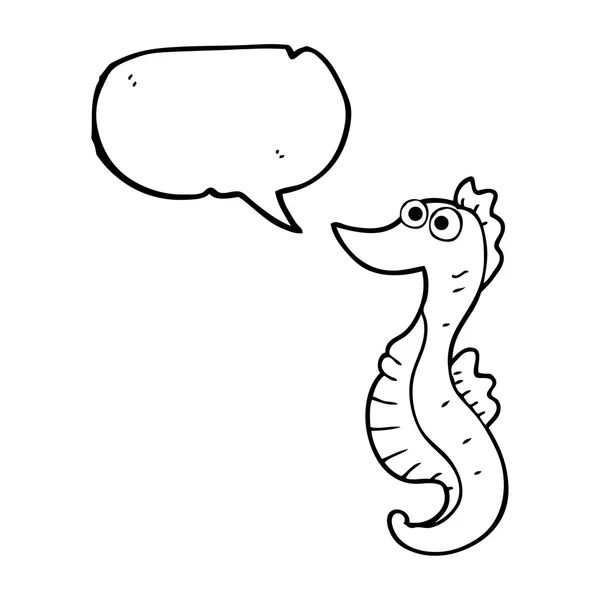 Toespraak bubble cartoon seahorse — Stockvector