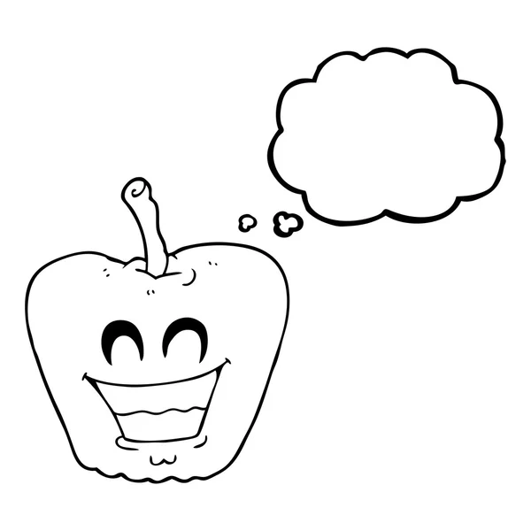 以为泡沫卡通咧着嘴笑的苹果 — 图库矢量图片