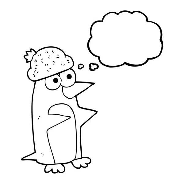Pensée bulle dessin animé pingouin — Image vectorielle