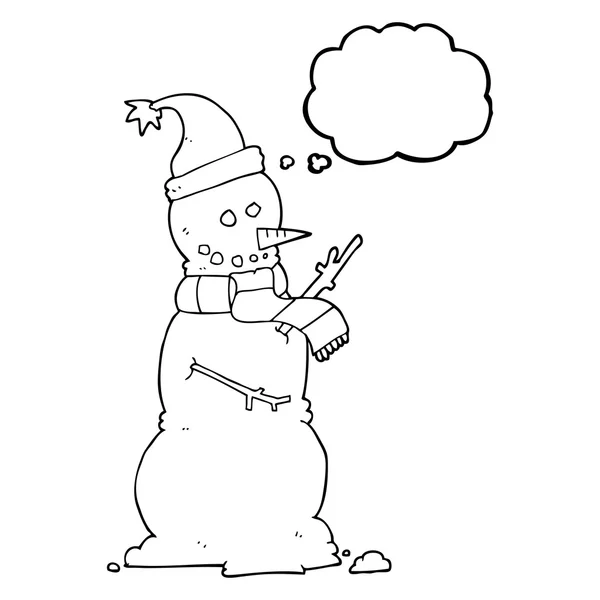 Σκέψη φούσκα γελοιογραφία χιονάνθρωπος — Διανυσματικό Αρχείο