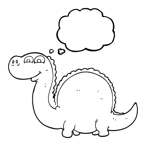 Dinosaurio de dibujos animados burbuja pensamiento — Vector de stock
