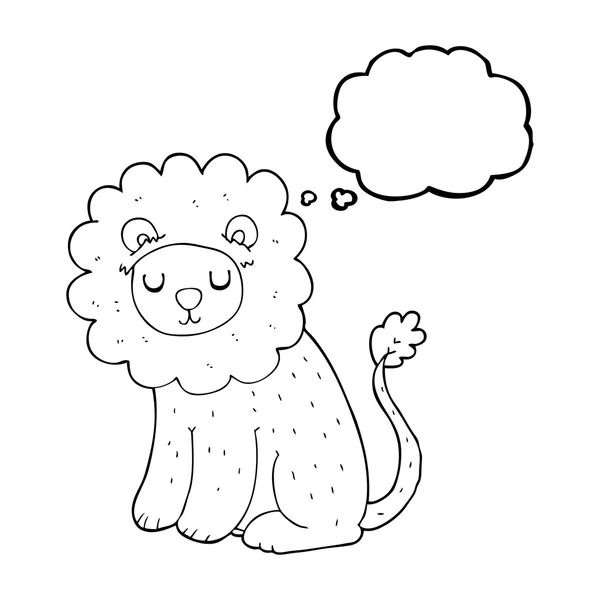 Pensée bulle dessin animé lion mignon — Image vectorielle