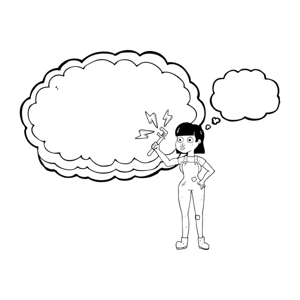 Gedankenblase Karikatur weiblicher Klempner — Stockvektor