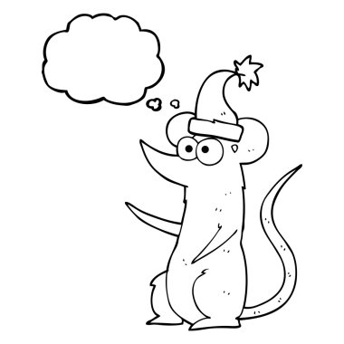 kabarcık karikatür fare Noel şapka takıyor sanıyordum