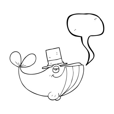 konuşma kabarcık karikatür balina üst şapka