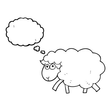 düşünce kabarcık karikatür koyun