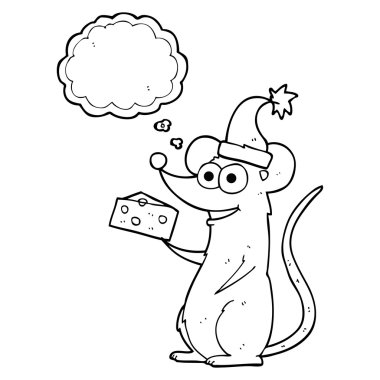 düşünce balonu karikatür Noel fare