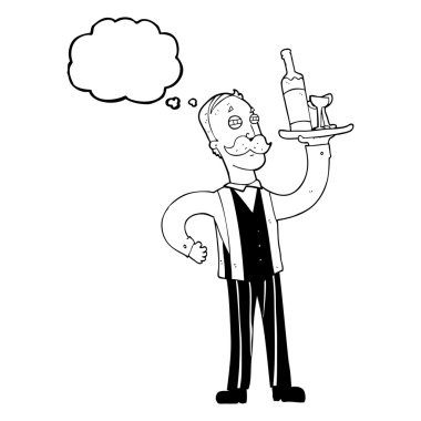 düşünce kabarcık karikatür garson