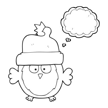 kabarcık karikatür baykuş giyen Noel şapka sanıyordum