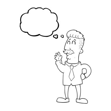 düşünce kabarcık karikatür office adam sallayarak