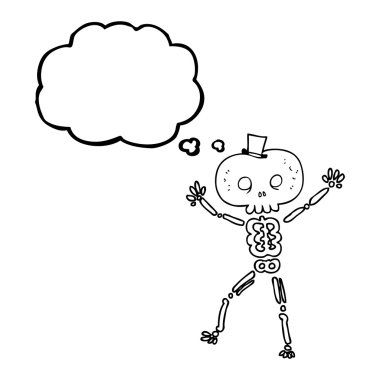 iskelet dans düşünce kabarcık karikatür