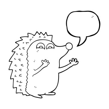 konuşma kabarcık karikatür sevimli kirpi