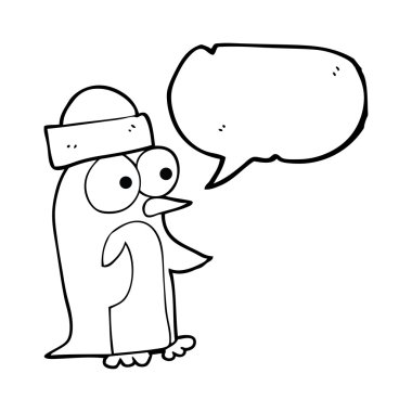 konuşma kabarcık karikatür penguen