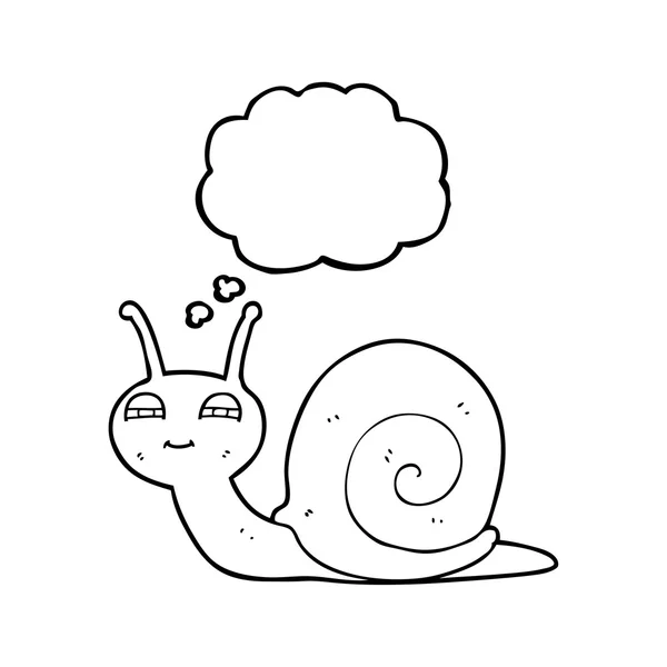 Pensamiento burbuja dibujos animados lindo caracol — Vector de stock