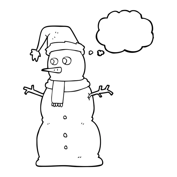 Pensamiento burbuja dibujos animados muñeco de nieve — Archivo Imágenes Vectoriales