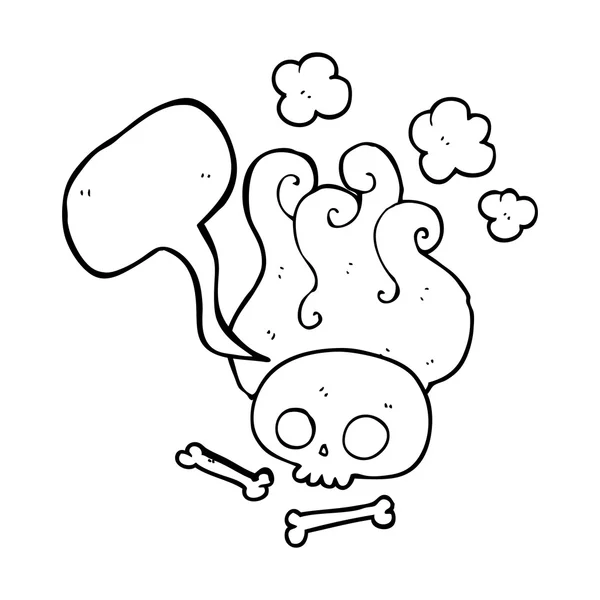 Habla burbuja dibujos animados cráneo y huesos — Vector de stock