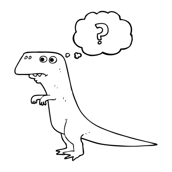 Gedachte zeepbel cartoon verward dinosaurus — Stockvector