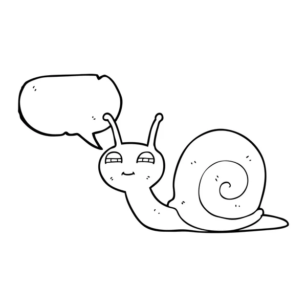 Discours bulle dessin animé escargot mignon — Image vectorielle