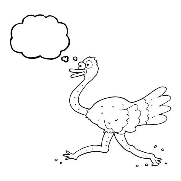 Pensamento bolha desenho animado avestruz — Vetor de Stock