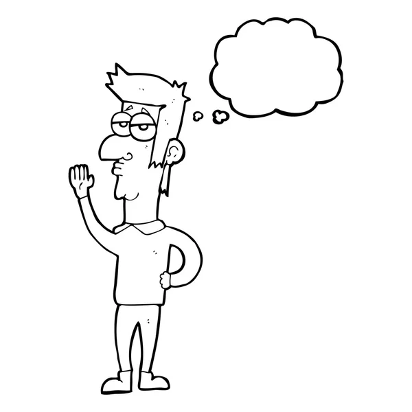Pensamiento burbuja dibujos animados hombre ondeando — Vector de stock