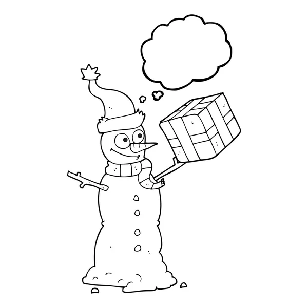 Gondolat buborék rajzfilm hóember — Stock Vector