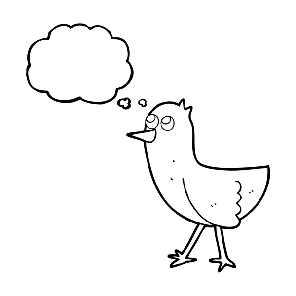 Думав бульбашковий мультяшний птах — стоковий вектор